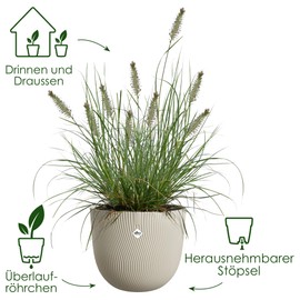 elho Sereh Round 30 - Flower Pot for Indoor and Outdoor Use - 100% Recycled Plastic - Diameter 29.5 x Height 25.3 cm - Beige/Mushroom Beige