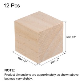 sourcing map Wood Blocks for Crafts, 12pcs 2 Inch Unfinished Wooden Cube Pine Wood Square Block for DIY Craft Projects