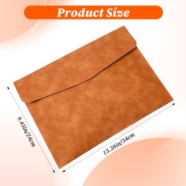 XLIUAX Leather Folder, Leather Envelope Document Folder A4 Flie Holder for Documents Letters Envelopes Waterproof Portfolio Brown PU Envelope Case with Snap Closure for Receipt Contract Paper Bills