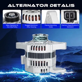 Alternator Replacement New Compatible with Nissan NX 1.6L 1991-1993, for Nissan Sentra 1.6L 1991-1994, 12V, 65Amp, CW, S4, IR/IF, Replace for 23100-0E700, 23100-0E705(Only for 1.6L)