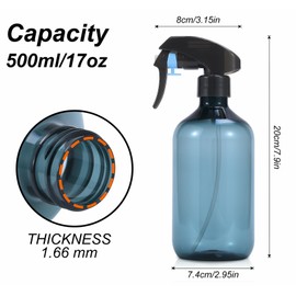 driew Plant Mister Spray Bottle 500ml/17oz, Plastic Plant Sprayer Mister Plant Spray Bottle for Plants,Cleaning Solutions, Hair,Gardening- Clear Blue