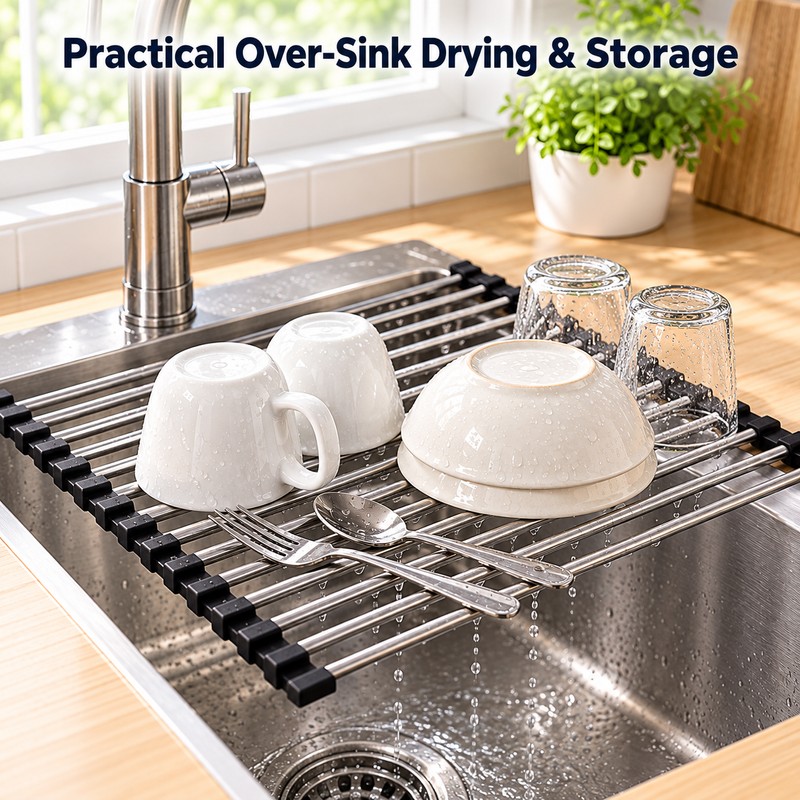 Stainless Steel Dish Drying Rack for Kitchen Sink – Drainage