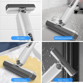 Mini Mop, Portable Mini Squeeze Mop, Desktop Mini Mop with Rotate 180 °, Strong Absorbent Self Wringing Mop, Compact Mini Mop for Small Spaces (1 White Cotton Head + 1 Squeeze Handle)