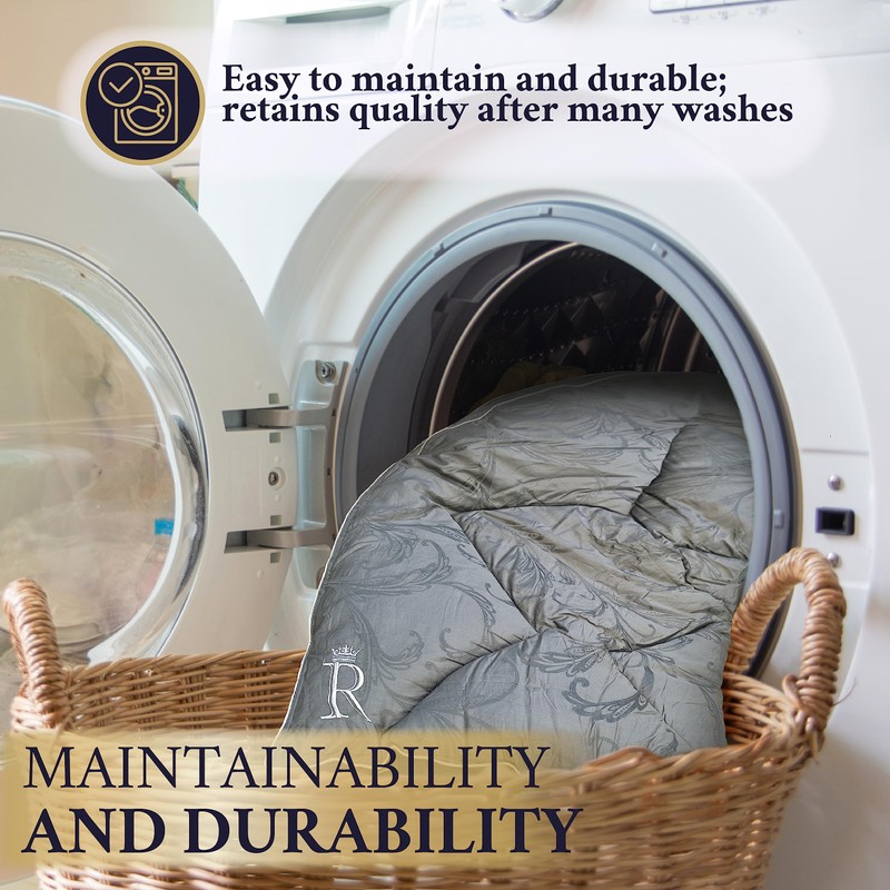 Royal Therapy Grey Cotton Comforter, Full Size, Down Alternative, Breathable