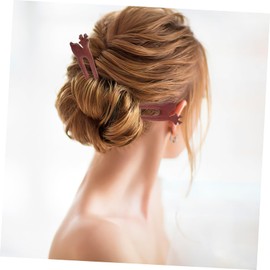 Healeved Pair of Red Sandalwood Hair Sticks u Shaped French Hair Pins for Women for Updos
