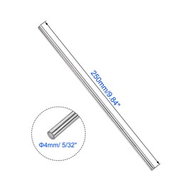 Unifizz 4mm x 250mm 304 Stainless Steel Solid Round Rod for DIY Craft Model Car Helicopter Airplane - 10pcs