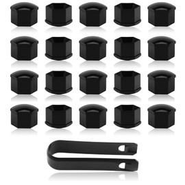 20 Pcs Wheel Nut Covers 17mm Matte Black with Locking Wheel Nut Caps and Removal Tool, Universal Car Fitment Wheel Nut Covers Compatible with Most Mainstream European Vehicles and More