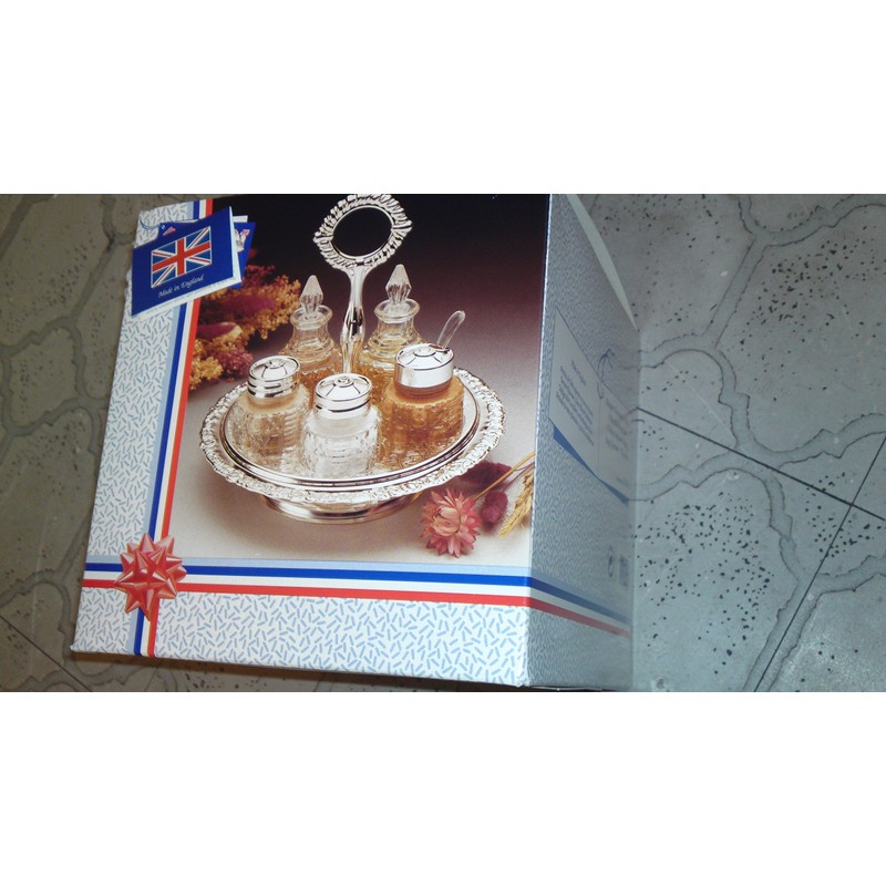 Cruet Cady on Revolving Stand Silver Plated, Made in England.