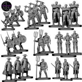 Wildspire 24 Miniatures Town Enemies for DND Monster Miniatures 28mm Fantasy RPG Army Men Soldiers Pack - 8 Unique Characters - D&D Miniatures Bulk Dungeons and Dragons Miniatures | for DND Figures