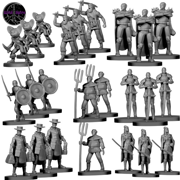 Wildspire 24 Miniatures Town Enemies for DND Monster Miniatures 28mm