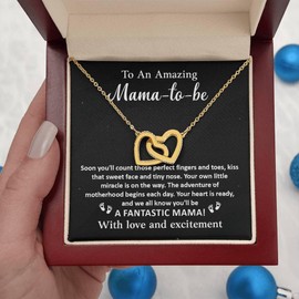 Mama To Be Gifts, First Time Mom, Soon To Be Mom Mothers Day Gifts, Gifts For New Mama Birthday Gifts For Expecting Mom, Expecting Mother Jewelry, Necklace For New Mom (LED Luxury Box, 18k Yellow Gold)
