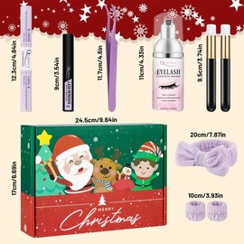 Eyelash Extension Kit, 1 Set Mixed Styles Eyelashes & Eyelash Glue & Remover & Tweezers & Headband & Wrist Band & Lash Mousse with Brush, Eye Makeup Products, Christmas Gifts