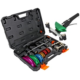 Carvalax Pipe Tube Bender Set, for 1/4” to 7/8” O.D, 90° Ratcheting Tubing Bender Kit with Reverse Bending Adapters and 7 Multi-Color Aluminum Heads, for HVAC Air Condition Hydraulic Work