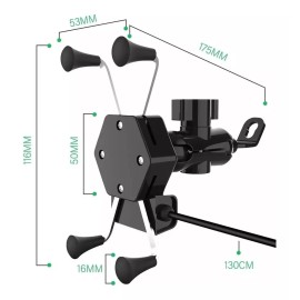 TECNOLOGÍA INFINITA Base Soporte Porta Celular Para Moto/bicicleta Cargador Usb