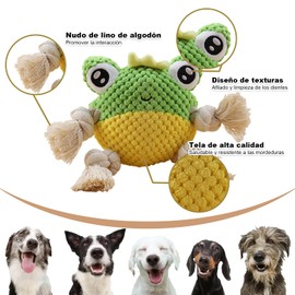 Swanote Juguetes de Peluche para Perros de Razas pequeñas y Medianas, Juguetes para Masticar Perros de la Serie Ocean, Lindos Juguetes interactivos Suaves para Cachorros, Limpieza de Dientes (Rana)