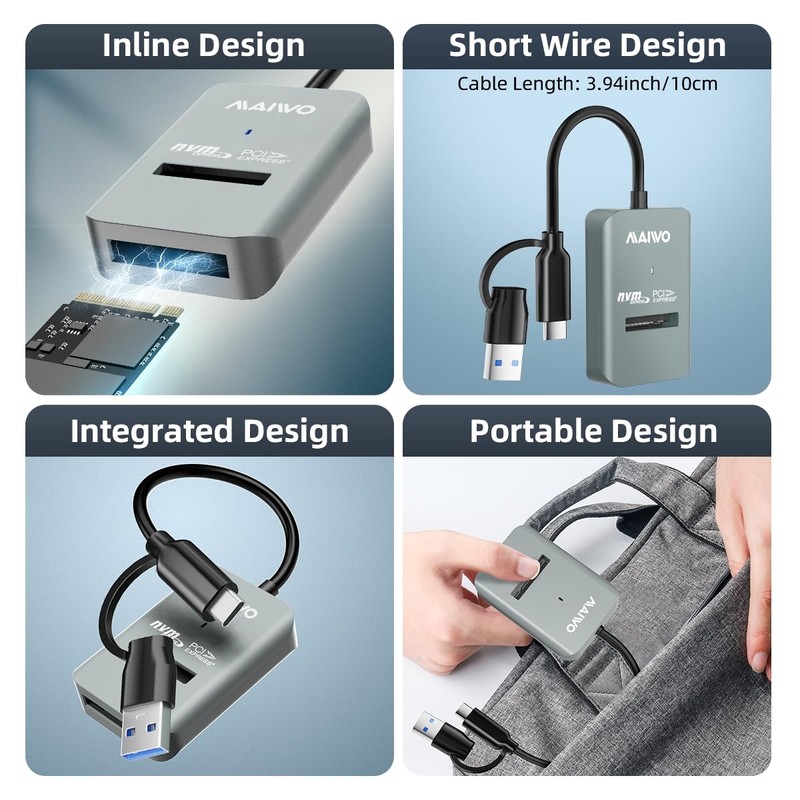 MAIWO M.2 NVMe to USB Adapter, USB C PCIe NVMe