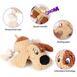 BUPIHUKA Interactive Dog Toy, Plush Dog Toy to Keep Them Busy, Relieve Boredom Puppy Toy, Double Layer Cotton Fabric