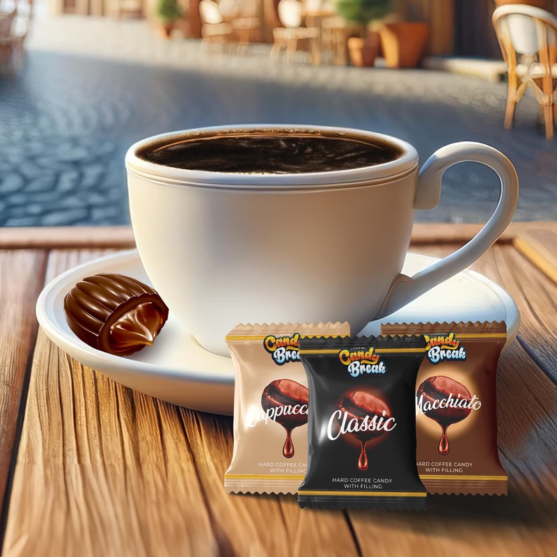 Candy Break Coffee Drops, Center Filled Hard Candy, Coffee Candy