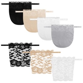 7Pcs Lady Clip-on Lace Mock Camisole Bra Insert Panels, Anti Peep Overlay Modesty Panel Vest Invisible Bra Vests for Low Cut Tops Dresses V-Neck Cover up Cleavage Underlay Women Girls Female