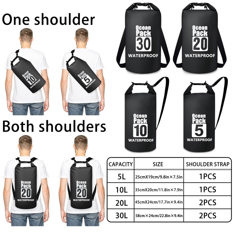 Invool Dry Bag, 5L/10L/20L/30L Waterproof Dry Bag, Dry Sack with
