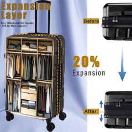 HOTEEL Expandable 5 Piece Luggage Set (4-YEARS WARRANTY) ABS+PC Hardshell Carry on Suitcase Silent Universal Wheels&TSA Lock for, Unisex Rolling Suit Case for Family, Travel, Dark Blue(20/24/28/DB/TB)