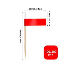 AhfuLife Pack of 100/200 Cocktail Stick Flags, Toothpick Flag for Sandwich Food Cupcake Toppers Cocktail Fruit Tableware Party Supplies Pub Decor (200 Pieces, Poland Toothpick Flag)