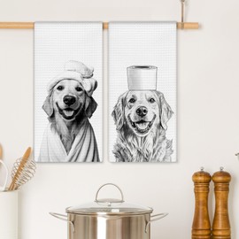 EGBTL Funny Golden Retriever Bathroom Hand Towels Set of 2, Golden Retriever Lover Gifts Hand Towels for Bathroom Washroom Spa Gym Decor, Dog Lover Gifts, 16x24 Inches