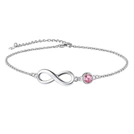 Suplight 925 Sterling Silver Infinity Anklet for Women Summer Foot Chain Jewelry October Birthstone Anklet Bracelets