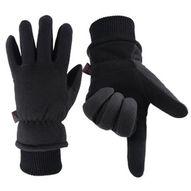 OZERO Deerskin Leather Winter Gloves for Men & Women: Water-Resistant, Windproof Cold Weather Gloves for Driving & Hiking, Warm to -34°C (Black, XL)