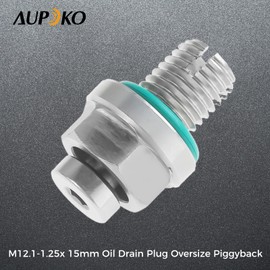 Aupoko M12.1-1.25 x 15mm Oversize Piggyback Oil Drain Plug, Stainless Steel Self Tapping Oil Pan Thread Repair Kit for Car Motorcycle Silver Tone