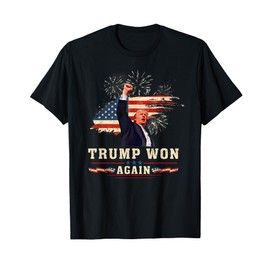 Trump Won Again 2024 Election President 47 th American Flag T-Shirt