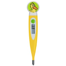 DieMaus Digital Fever Thermometer for Children, Short Measurement Time Approx. 10 Seconds, Flexible Tip, Fever Alarm from 37.5°C, Waterproof, Memory Display