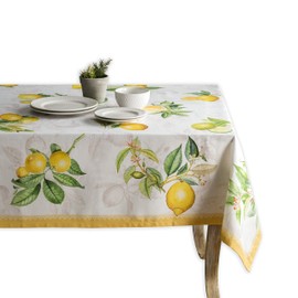 Maison d' Hermine Table Cloth 100% Cotton 140cm x 230cm Decorative Tablecover Washable Square Easter Tablecloths for Dining, Buffet Parties & Wedding Use, Limoncello - Spring/Summer