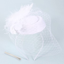 Takmor Derby Hats - White Fascinators & Tea Party Hats for Church, Cocktail, & Wedding