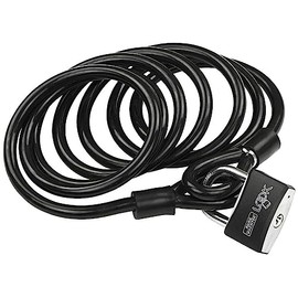 Burg-Wächter, Burg-Wächter 750 250 + 402/50 Security Cable with Padlock, Extra Long Coiled Cable, Motorcycle, E-Scooter, Garden Furniture, Black, 2.5 m