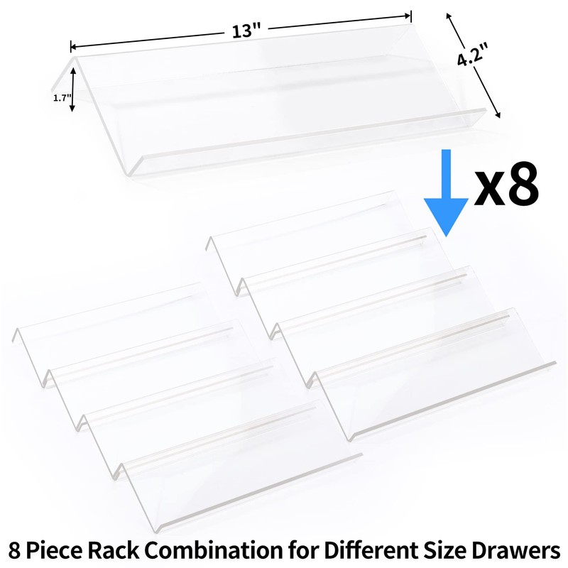 MIUKAA Clear Acrylic Spice Drawer Organizer, 4 Tier- 2 Set