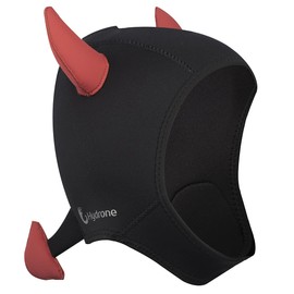 5M3M DIVING Wetsuit Hood Devil Horns 3mm Neoprene Scuba Diving Hood for Women Children Men, Scuba Dive Cap Hat Thermal Surfing Hood with Flow Vent for Snorkeling Swimming Water Sports (Black/Red)