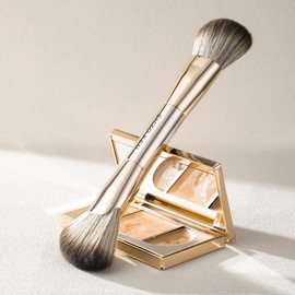 ENZO KEN Double Ended Angled Sculpting Makeup Brush, Double Sided Makeup Brush for Highlighting, Highlighter Brushes, Face Sculpt Contour Brush Gold, Sculpting Brush for Cheeks, Nose - 124A