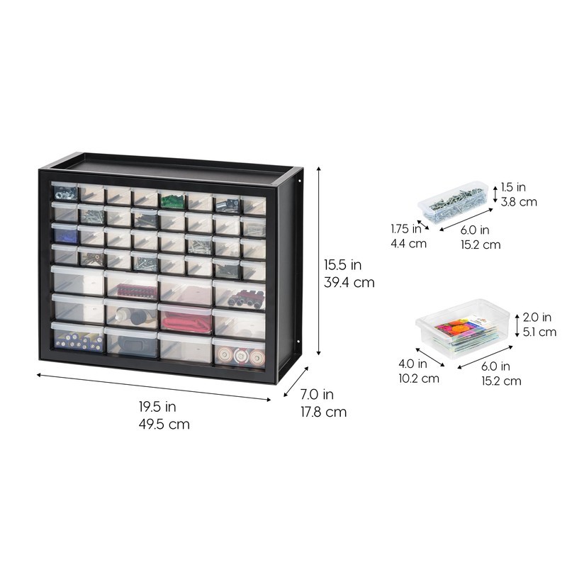 IRIS USA 44 Drawer Parts and Hardware Cabinet, Black