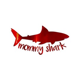 Mommy Shark Decal Vinyl Sticker Auto Car Truck Wall Laptop | Red Holographic | 5.5" x 2.75"