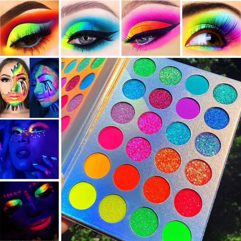 Afflano Neon Makeup Palette Eyeshadow, Glow in the Dark Colorful