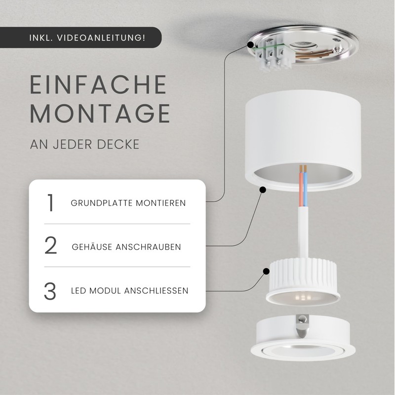 MATO 1 x LED Surface-Mounted Spotlight, White, Extra Flat and