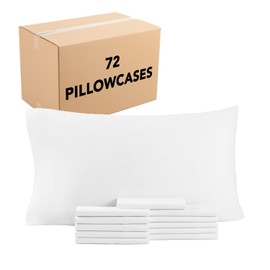 Arkwright Bulk Queen Pillow Cases - Case of 72 - Soft Cotton Blend 200 Thread Count Pillowcases, Bedding Essentials for Hotels, Guests, and Vacation Rentals, White