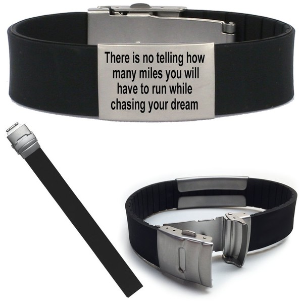 Waterproof Black Sport Fitness ID Bracelet Pre Engraved There is
