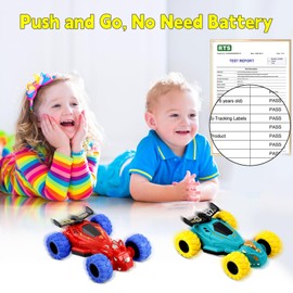 ZYSUN Toddler Toys Friction Spin Stunt Cars,Push and Go Cars Toys for Ages 2-4,Off Road 360° Rotating Stunt Car,Christmas Birthday Gifts for Kids 1 2 3 Year Old Boys Girls-2 Pack