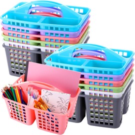 CroBlissful 12 Pcs Classroom Caddy Organizer with Handle Bulk Classroom Table Caddies Portable Teacher Supply Storage Caddy for Pencil,Pen,Craft Tools Classrooms Organization(Fresh Color)