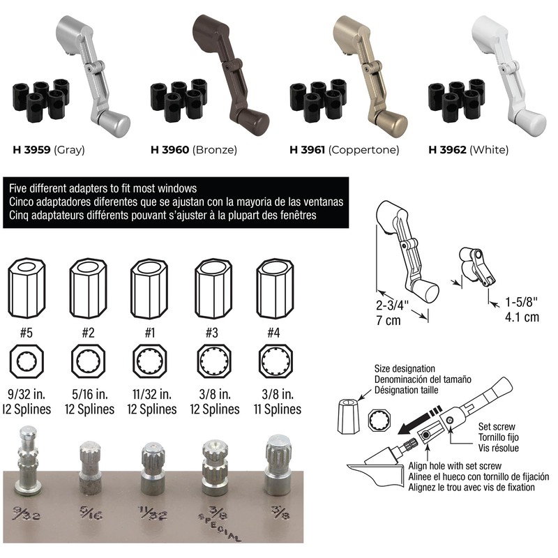 Prime-Line H 3962 Universal, Diecast, White, Folding Crank Handle for