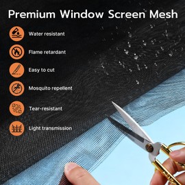Window Screen Repair Kit, 59"x106" Fiberglass Window Screens for House Windows, Washable Screen Replacement with Rolling Tool Spline Cutter Tape Measure for Windows Patio or Sliding Screen Door