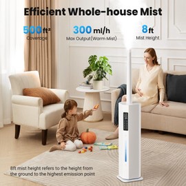 Humidifiers for Bedroom - GloryAir 2.38Gal/9L Top Fill Cool Mist Humidifier for Large Room 500ft² 120H Last with Auto Mode 7-Color Light Humidistat Aroma Box Quiet Humidifiers for Plants Baby & Adults