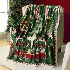 HunnmingRe Hanukkah Throw Blanket 50 x 60 Inches Throw Blanket Jewish for Chanukah Jewish Holiday Decor (Green,Nutcracker)